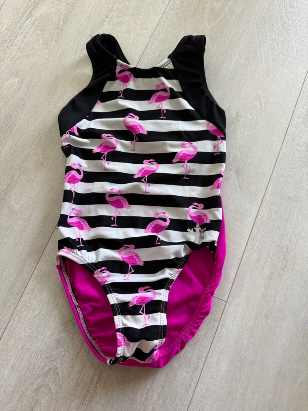 Snowflake designs leotard with Pink Flamingos